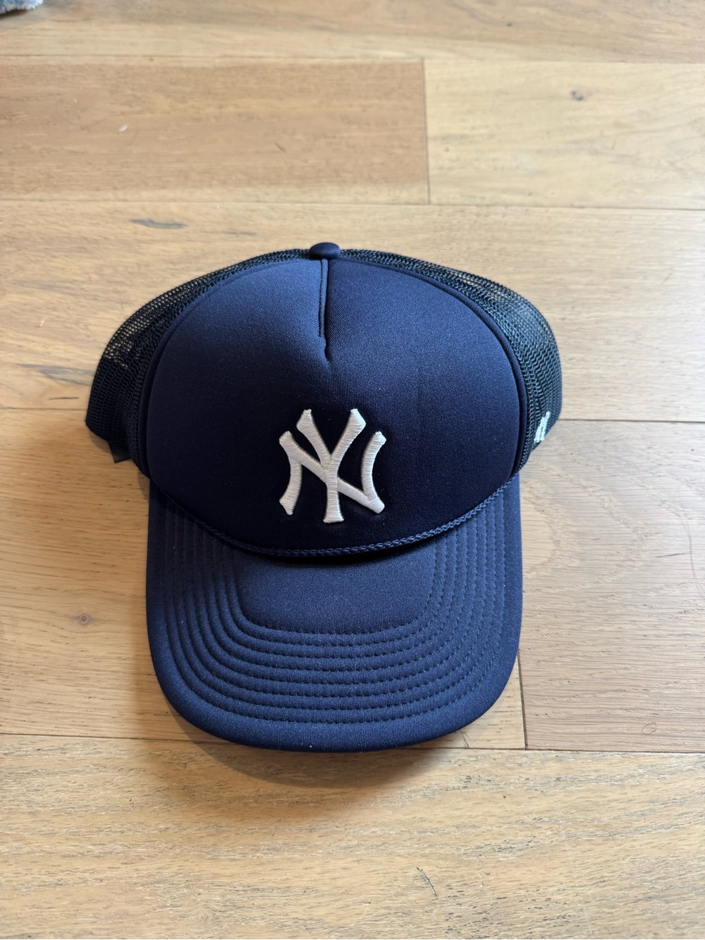 '47 Black Mesh Trucker Hat with White Logo Accent